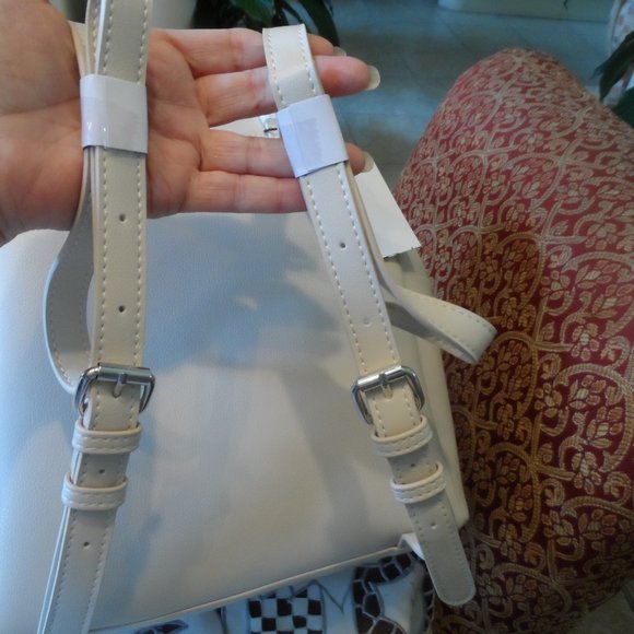 New Zara Ecru Faux Leather Medium Size Backpack main image 9